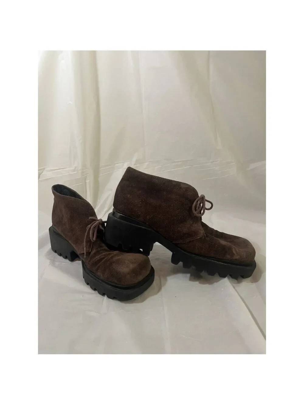Colin Stuart vintage chunky Platform Loafer Brown Suede Y2K 90's
